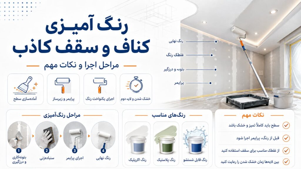 رنگ آمیزی کناف و سقف کاذب + مراحل و نکات مهم