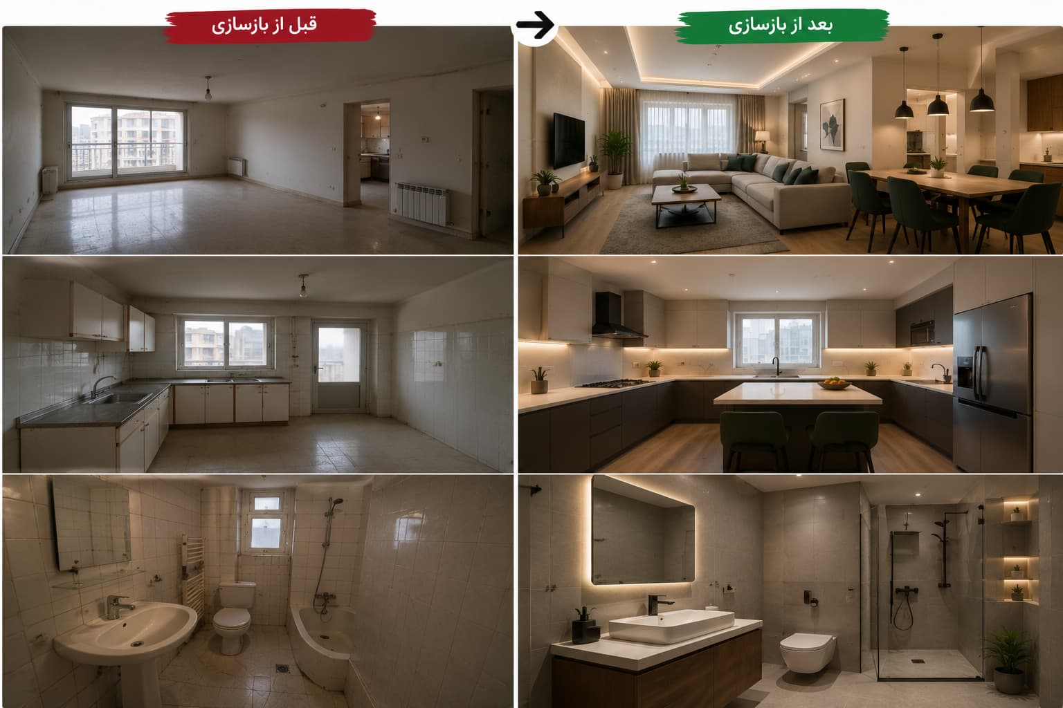 بازسازی منزل قبل و بعد