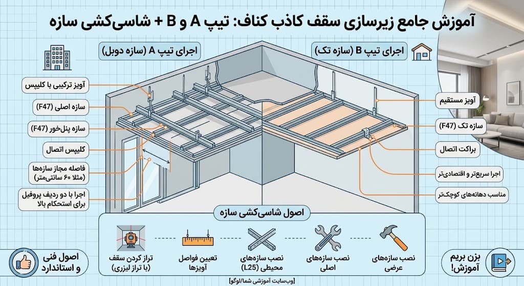 راهنمای زیرسازی کناف سقف
