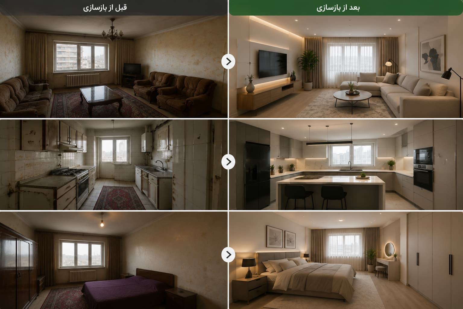 بازسازی خانه قدیمی قبل و بعد